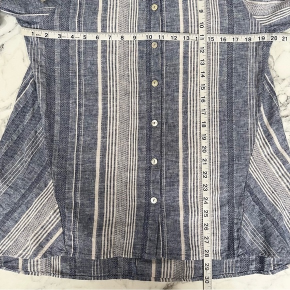 Soft Surroundings Striped Button Down Tunic Top Linen Cotton Blend Size Large - Picture 6 of 9